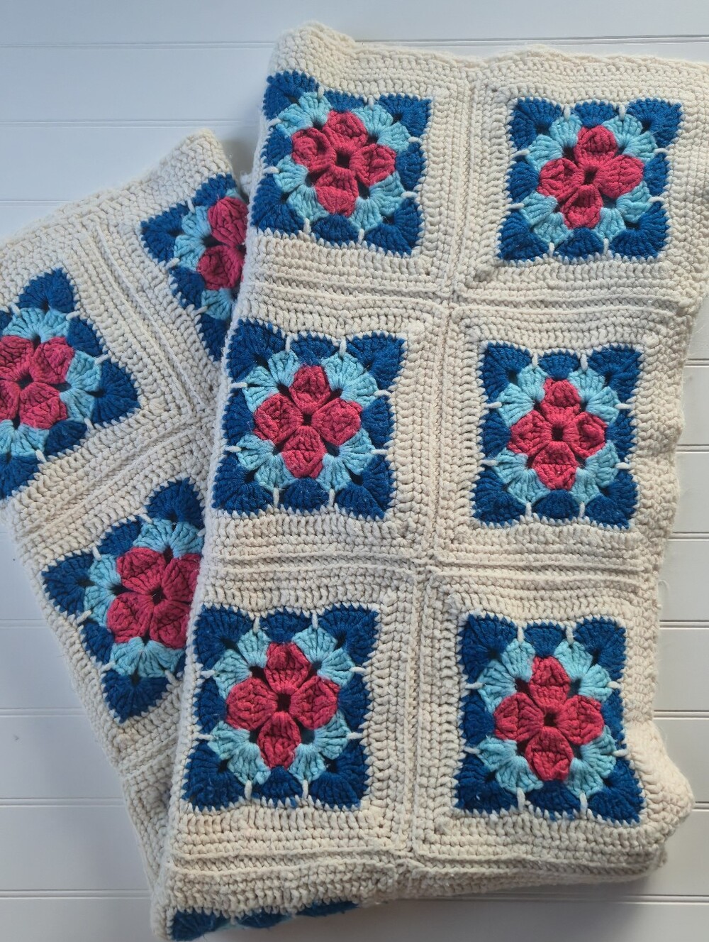 Handmade Crochet Granny Square Throw Blanket